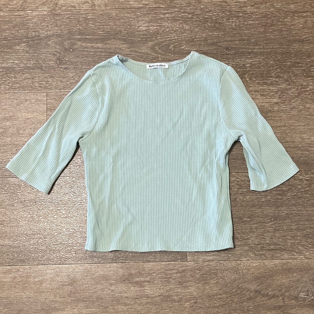 Reformation Light green 3/4 Sleeve Top